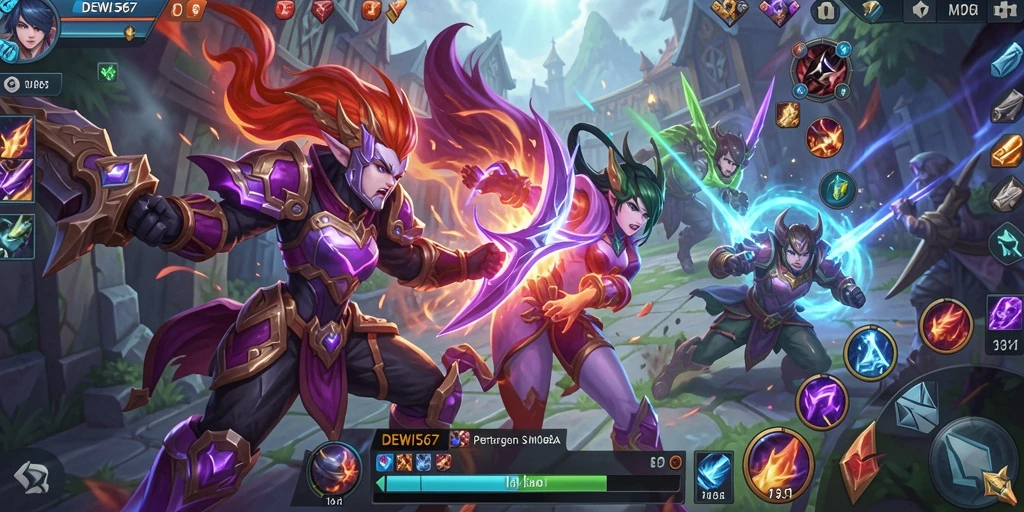 Tangkapan layar dari gameplay seru DEWI567 di arena MOBA.