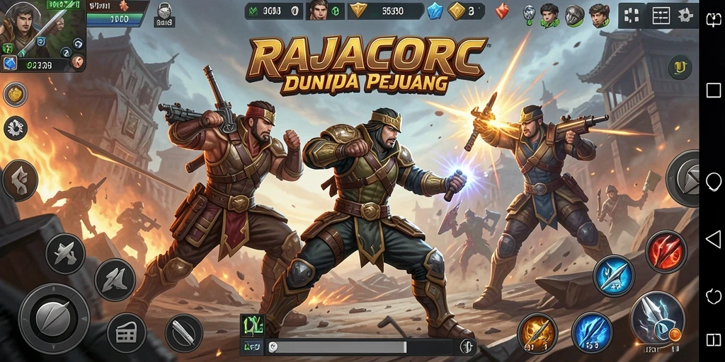 Screenshot gameplay RAJACORC yang menampilkan aksi pertarungan yang intens.