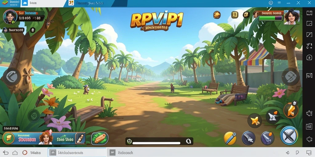 Tampilan gameplay RPVIP1 yang ceria dan penuh warna.