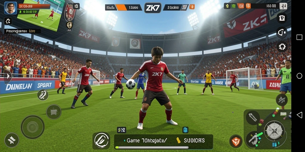 Tampilan gameplay ZK7 yang penuh aksi olahraga.